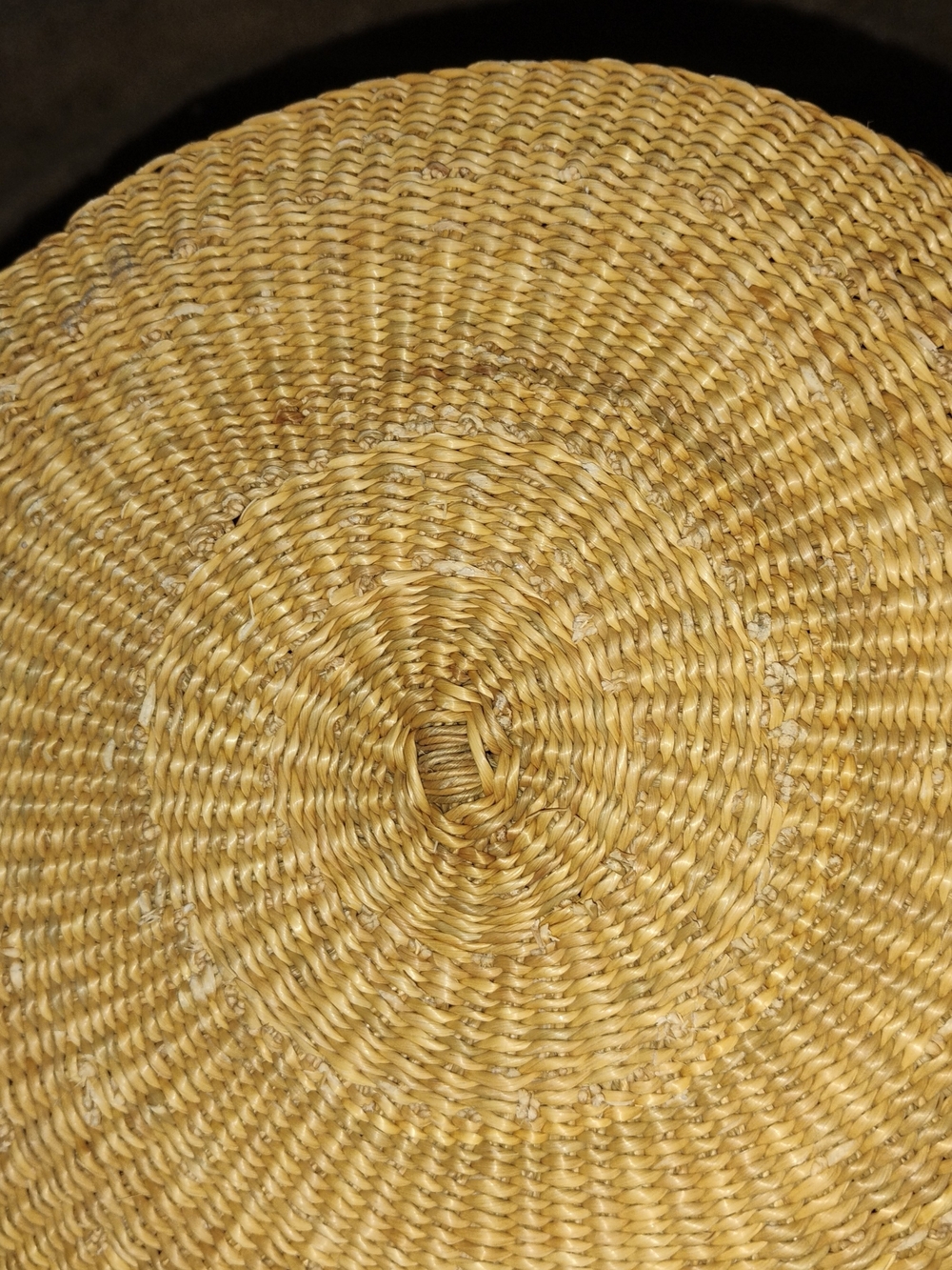 Handwoven Multicolor Straw Tote with Leather Handles - Yellow & Green - Picture 3 of 4